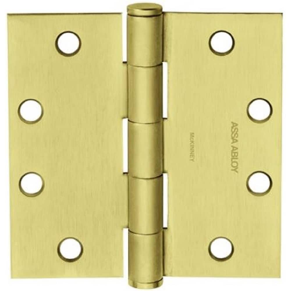 Yale - Commercial Hinges; Length (Inch): 4-1/2 ; Thickness (Decimal Inch): 0.1340 ; Minimum Thickness: 3.4036 (mm); Number of Knuckles: 5.000 ; Stanley Finish Code: US10B ; Finish/Coating: US10B - Exact Tool & Supply