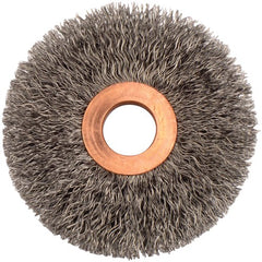 3″ Small Diameter Crimped Wire Wheel, .0118″ Steel Fill, 5/8″ Arbor Hole - Exact Tool & Supply