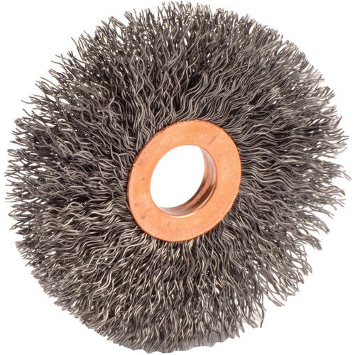 3″ Small Diameter Crimped Wire Wheel, .014″ Steel Fill, 5/8″ Arbor Hole - Exact Tool & Supply