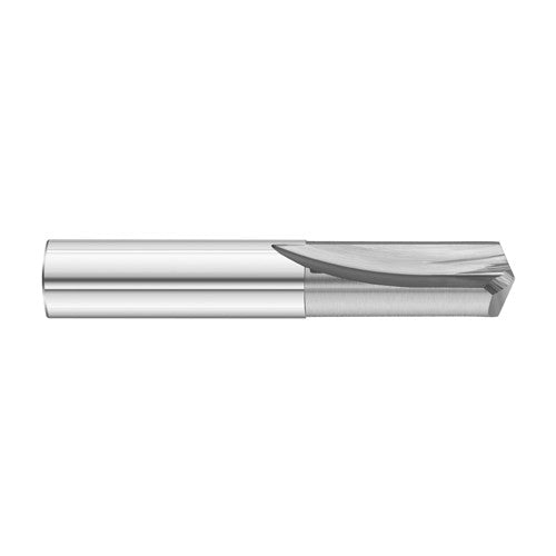 1/8″ Dia. × 1/8″ Shank × 5/8″ Flute Length × 2″ OAL, 5xD, 135°, Uncoated, 2xD Flute, External Coolant, Round Solid Carbide Drill