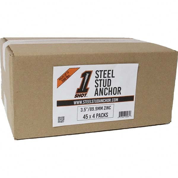 1Shot Steel Stud Anchor - Drywall & Hollow Wall Anchors Type: Self Drilling Material: Zinc - Exact Tool & Supply