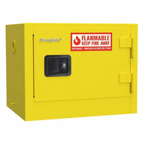 Strong Hold - Safety Cabinets Hazardous Chemical Type: Flammable and Combustible Liquids Color: Yellow - Exact Tool & Supply