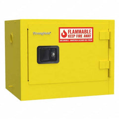Strong Hold - Safety Cabinets Hazardous Chemical Type: Flammable and Combustible Liquids Color: Yellow - Exact Tool & Supply