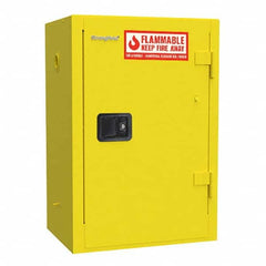 Strong Hold - Safety Cabinets Hazardous Chemical Type: Flammable and Combustible Liquids Color: Yellow - Exact Tool & Supply