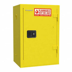 Strong Hold - Safety Cabinets Hazardous Chemical Type: Flammable and Combustible Liquids Color: Yellow - Exact Tool & Supply