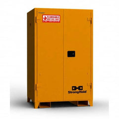 Strong Hold - Safety Cabinets Hazardous Chemical Type: Flammable and Combustible Liquids Color: Yellow - Exact Tool & Supply