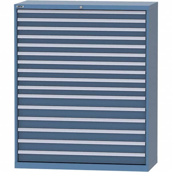 LISTA - 16 Drawer, 99 Compartment Bright Blue Steel Modular Storage Cabinet - Exact Tool & Supply