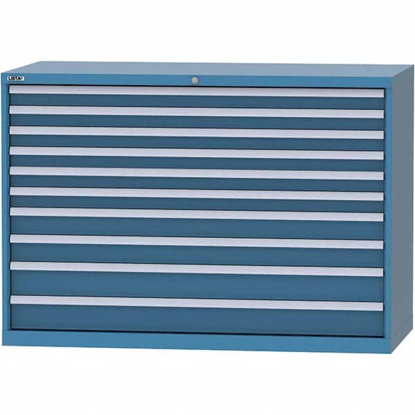 LISTA - 10 Drawer, 84 Compartment Bright Blue Steel Modular Storage Cabinet - Exact Tool & Supply