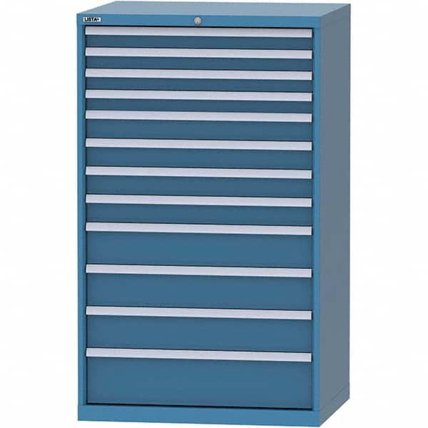 LISTA - 12 Drawer, 84 Compartment Bright Blue Steel Modular Storage Cabinet - Exact Tool & Supply