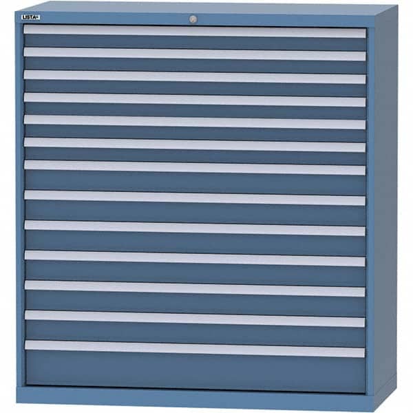LISTA - 13 Drawer, 99 Compartment Bright Blue Steel Modular Storage Cabinet - Exact Tool & Supply