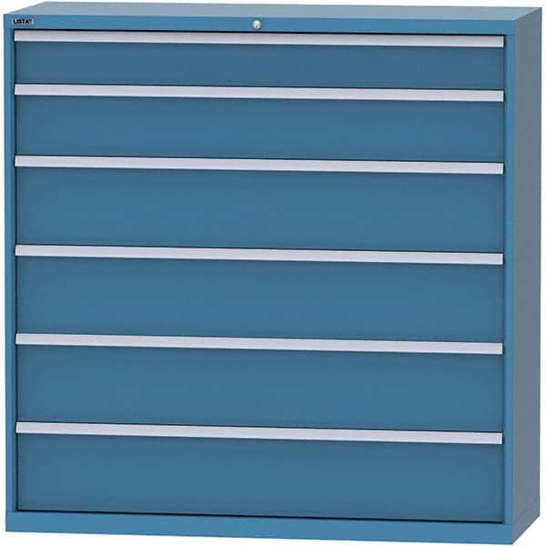 LISTA - 6 Drawer, 84 Compartment Bright Blue Steel Modular Storage Cabinet - Exact Tool & Supply