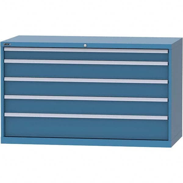 LISTA - 5 Drawer, 84 Compartment Bright Blue Steel Modular Storage Cabinet - Exact Tool & Supply