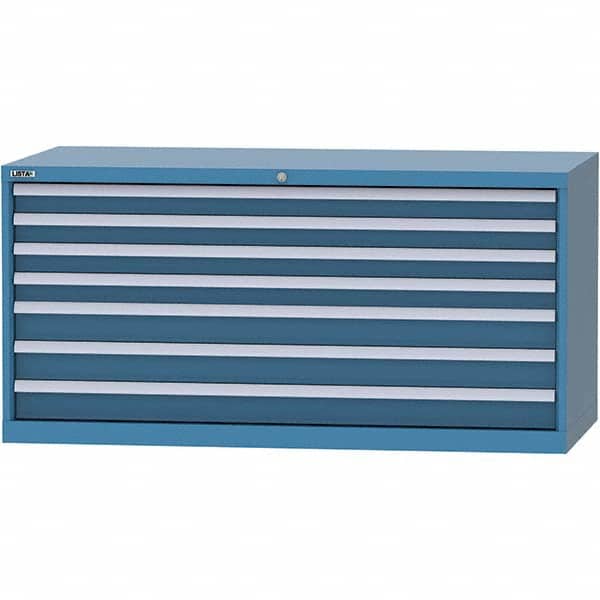 LISTA - 7 Drawer, 84 Compartment Bright Blue Steel Modular Storage Cabinet - Exact Tool & Supply