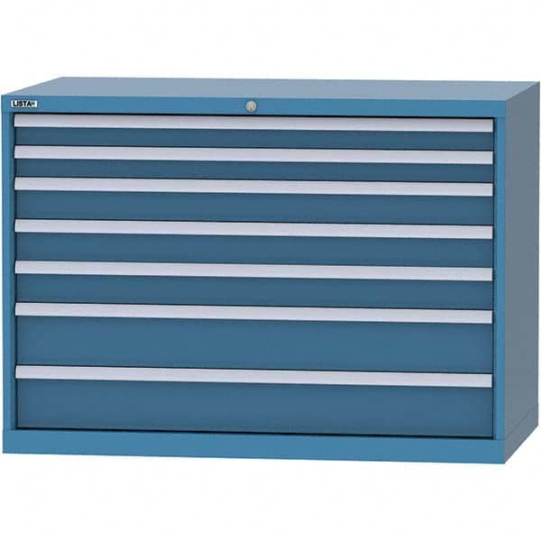 LISTA - 7 Drawer, 99 Compartment Bright Blue Steel Modular Storage Cabinet - Exact Tool & Supply