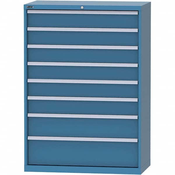 LISTA - 8 Drawer, 84 Compartment Bright Blue Steel Modular Storage Cabinet - Exact Tool & Supply