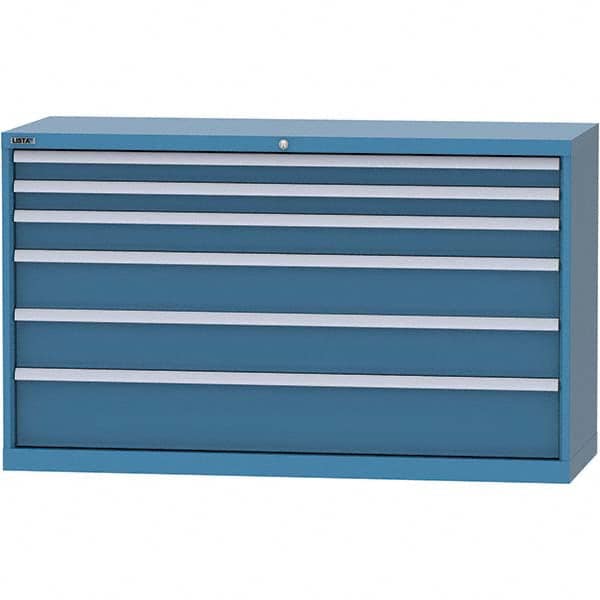 LISTA - 6 Drawer, 84 Compartment Bright Blue Steel Modular Storage Cabinet - Exact Tool & Supply