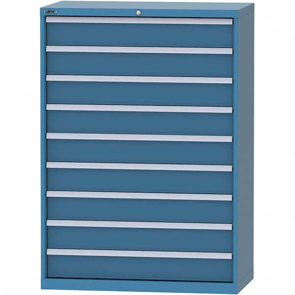LISTA - 9 Drawer, 84 Compartment Bright Blue Steel Modular Storage Cabinet - Exact Tool & Supply