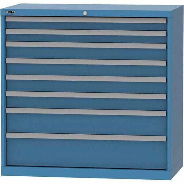 LISTA - 8 Drawer, 84 Compartment Bright Blue Steel Modular Storage Cabinet - Exact Tool & Supply