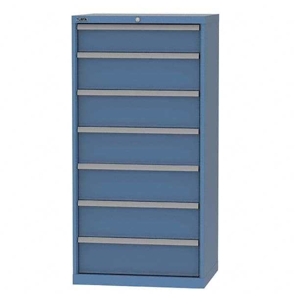 LISTA - 7 Drawer, 124 Compartment Bright Blue Steel Modular Storage Cabinet - Exact Tool & Supply
