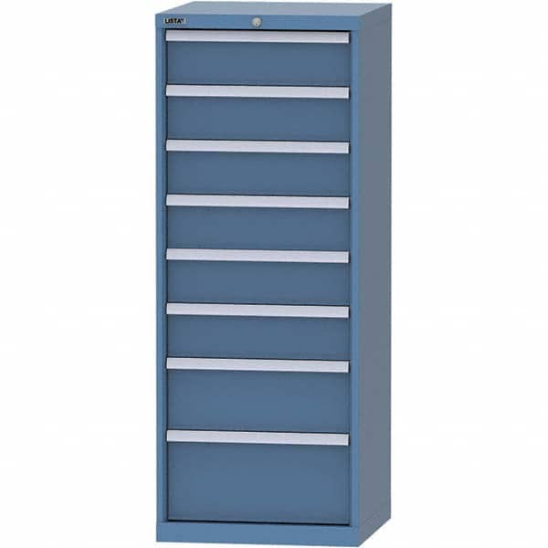 LISTA - 8 Drawer, 84 Compartment Bright Blue Steel Modular Storage Cabinet - Exact Tool & Supply