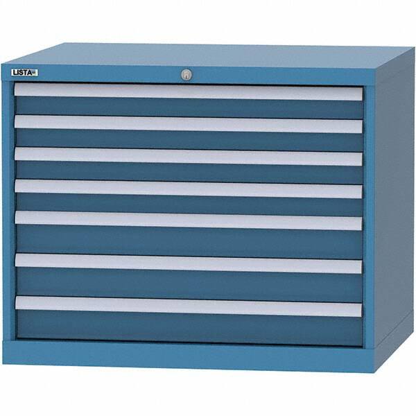 LISTA - 7 Drawer, 84 Compartment Bright Blue Steel Modular Storage Cabinet - Exact Tool & Supply