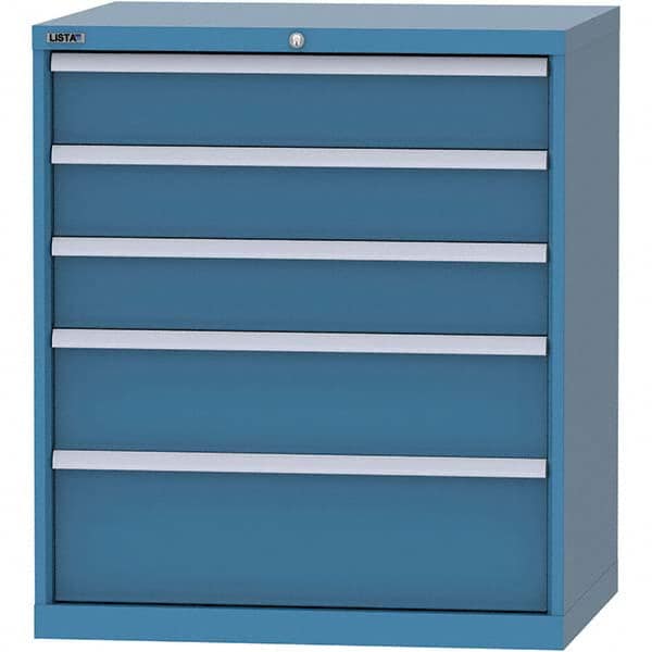 LISTA - 5 Drawer, 84 Compartment Bright Blue Steel Modular Storage Cabinet - Exact Tool & Supply