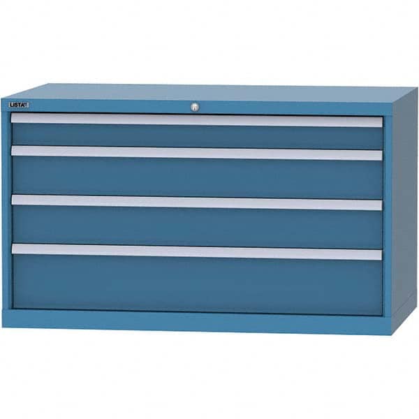 LISTA - 4 Drawer, 99 Compartment Bright Blue Steel Modular Storage Cabinet - Exact Tool & Supply
