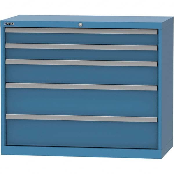 LISTA - 5 Drawer, 84 Compartment Bright Blue Steel Modular Storage Cabinet - Exact Tool & Supply