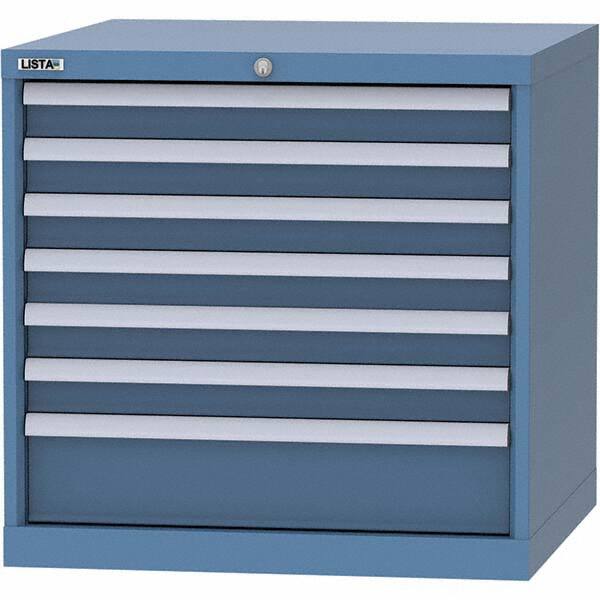 LISTA - 7 Drawer, 45 Compartment Bright Blue Steel Modular Storage Cabinet - Exact Tool & Supply