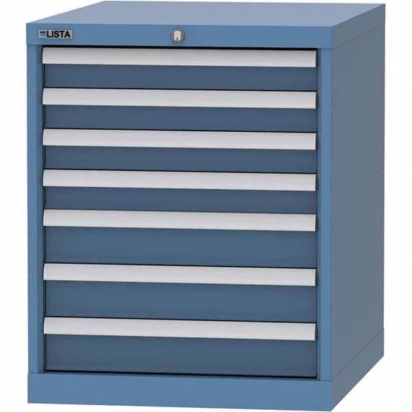 LISTA - 7 Drawer, 99 Compartment Bright Blue Steel Modular Storage Cabinet - Exact Tool & Supply