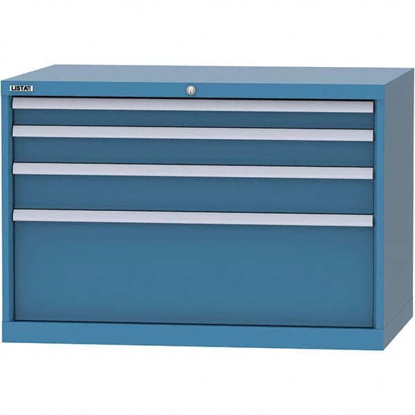 LISTA - 4 Drawer, 84 Compartment Bright Blue Steel Modular Storage Cabinet - Exact Tool & Supply