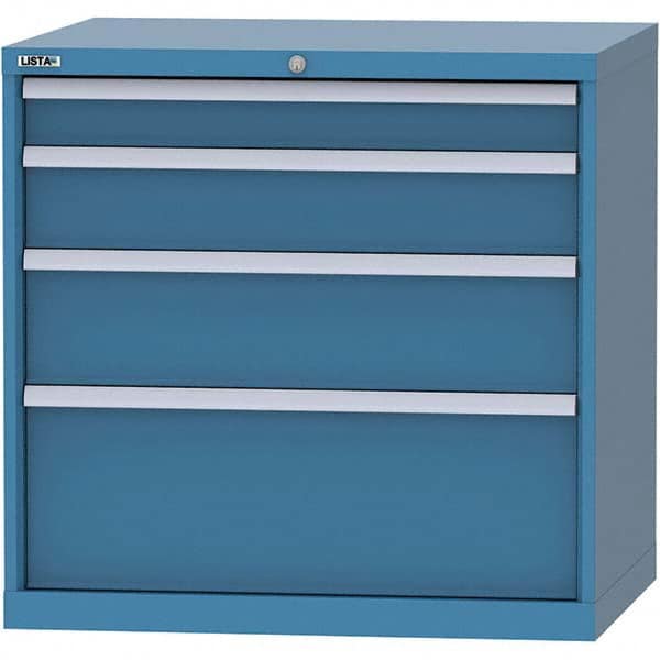 LISTA - 4 Drawer, 84 Compartment Bright Blue Steel Modular Storage Cabinet - Exact Tool & Supply