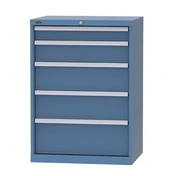 LISTA - 5 Drawer, 124 Compartment Bright Blue Steel Modular Storage Cabinet - Exact Tool & Supply