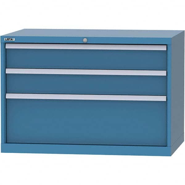 LISTA - 3 Drawer, 84 Compartment Bright Blue Steel Modular Storage Cabinet - Exact Tool & Supply