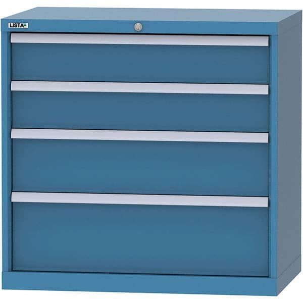 LISTA - 4 Drawer, 84 Compartment Bright Blue Steel Modular Storage Cabinet - Exact Tool & Supply