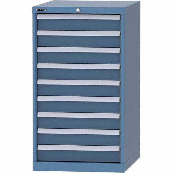 LISTA - 9 Drawer, 99 Compartment Bright Blue Steel Modular Storage Cabinet - Exact Tool & Supply