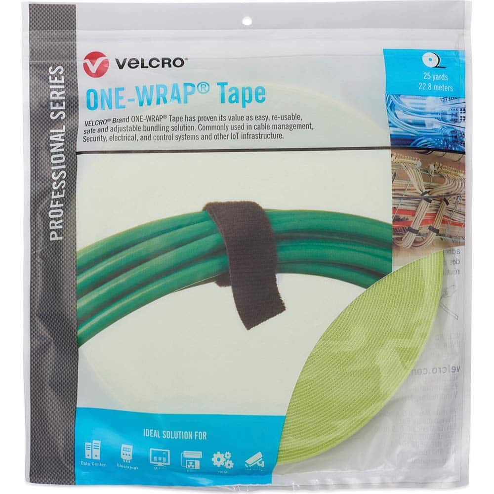 Velcro Brand - Cable Ties; Cable Tie Type: Reusable Cable Tie ; Material: Hook and Loop ; Color: OM5 Green ; Overall Length (Feet): 75 ; Overall Length (Decimal Inch): 300.00000 ; Maximum Bundle Diameter (Inch): 0.75 - Exact Tool & Supply