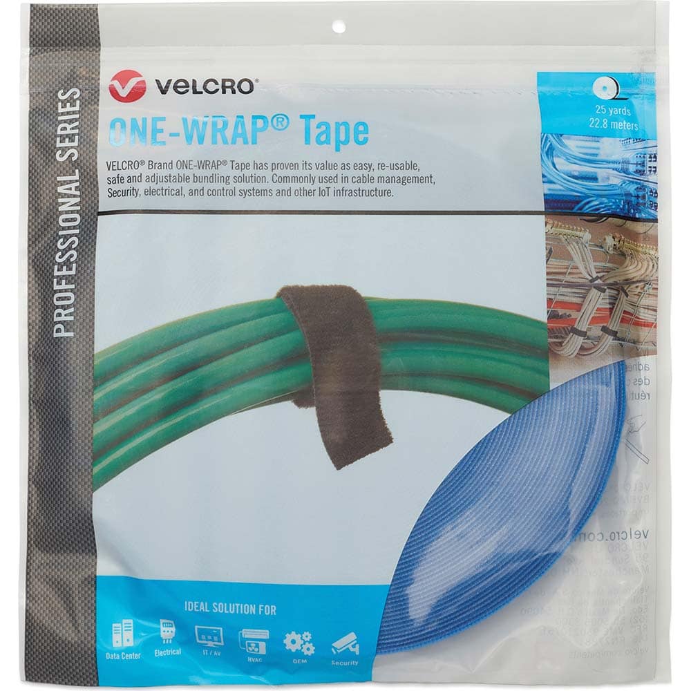 Velcro Brand - Cable Ties; Cable Tie Type: Reusable Cable Tie ; Material: Hook and Loop ; Color: Blue ; Overall Length (Feet): 75 ; Overall Length (Decimal Inch): 300.00000 ; Maximum Bundle Diameter (Inch): 0.75 - Exact Tool & Supply