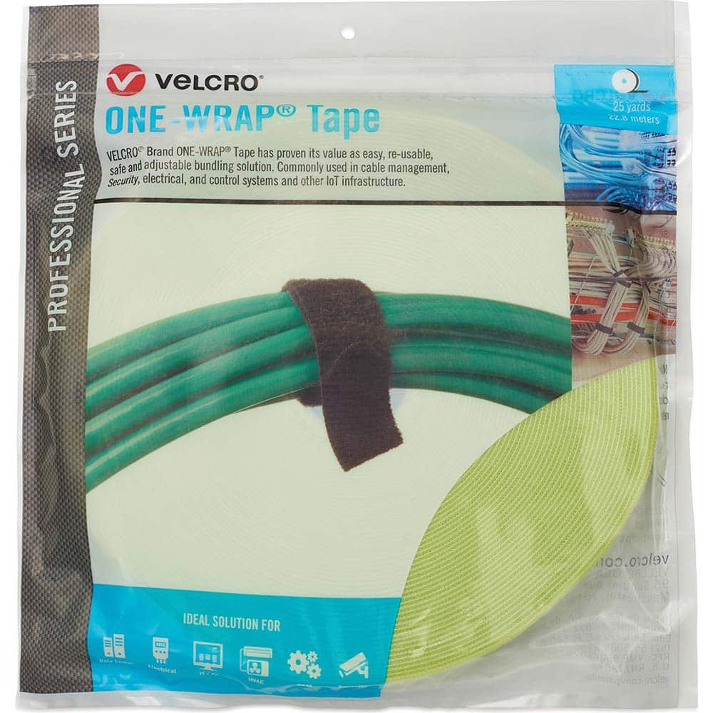Velcro Brand - Cable Ties; Cable Tie Type: Reusable Cable Tie ; Material: Hook and Loop ; Color: OM5 Green ; Overall Length (Feet): 75 ; Overall Length (Decimal Inch): 300.00000 ; Maximum Bundle Diameter (Inch): 1 - Exact Tool & Supply