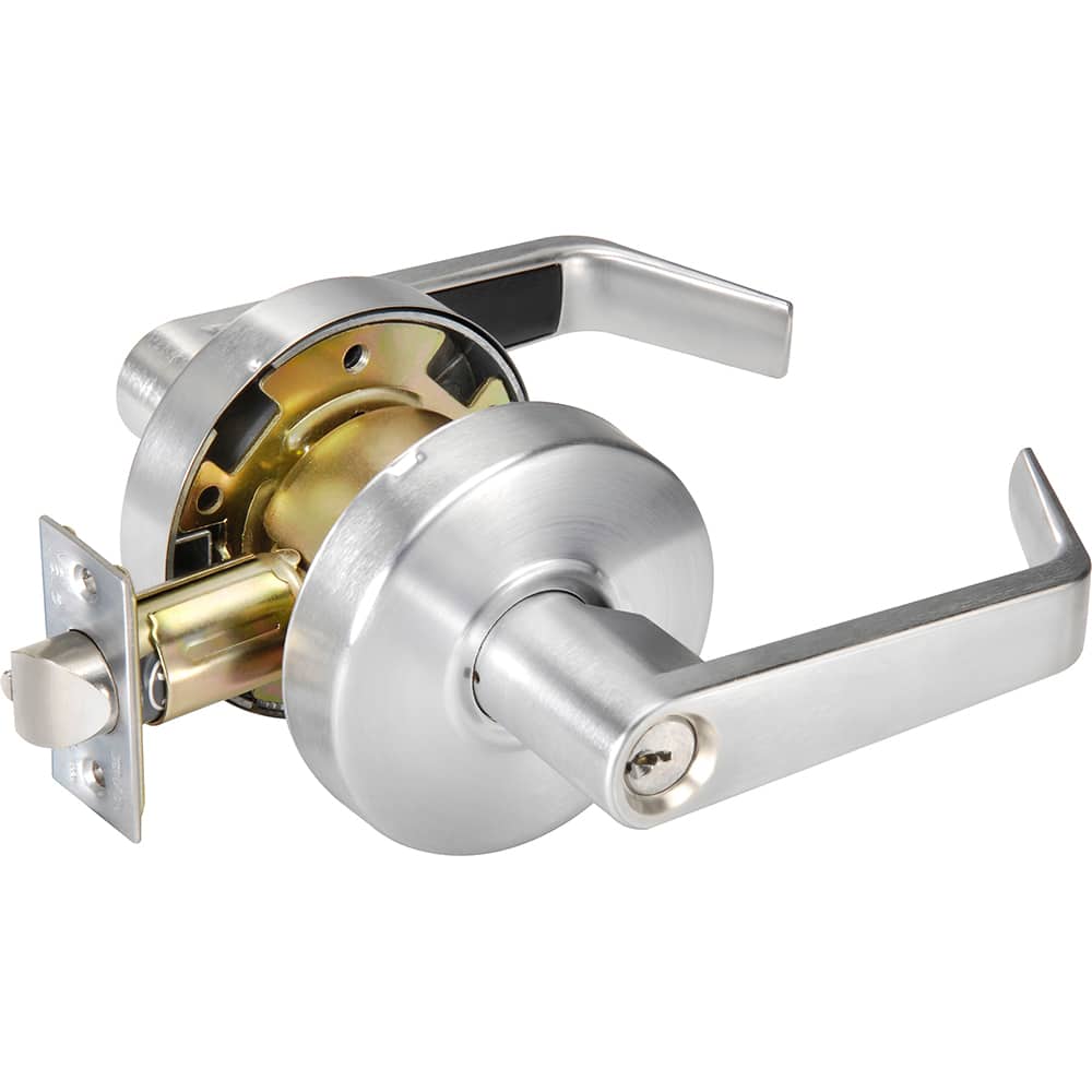 Yale - Lever Locksets; Door Thickness: 1-3/4 (Inch); Door Thickness: 1-3/4 ; Back Set: 2-3/4 (Inch); For Use With: Storeroom; Utility; Exit Doors ; Finish/Coating: Satin Chrome ; Cylinder Type: 6 Pin Schlage C Keway, Keyed - Exact Tool & Supply