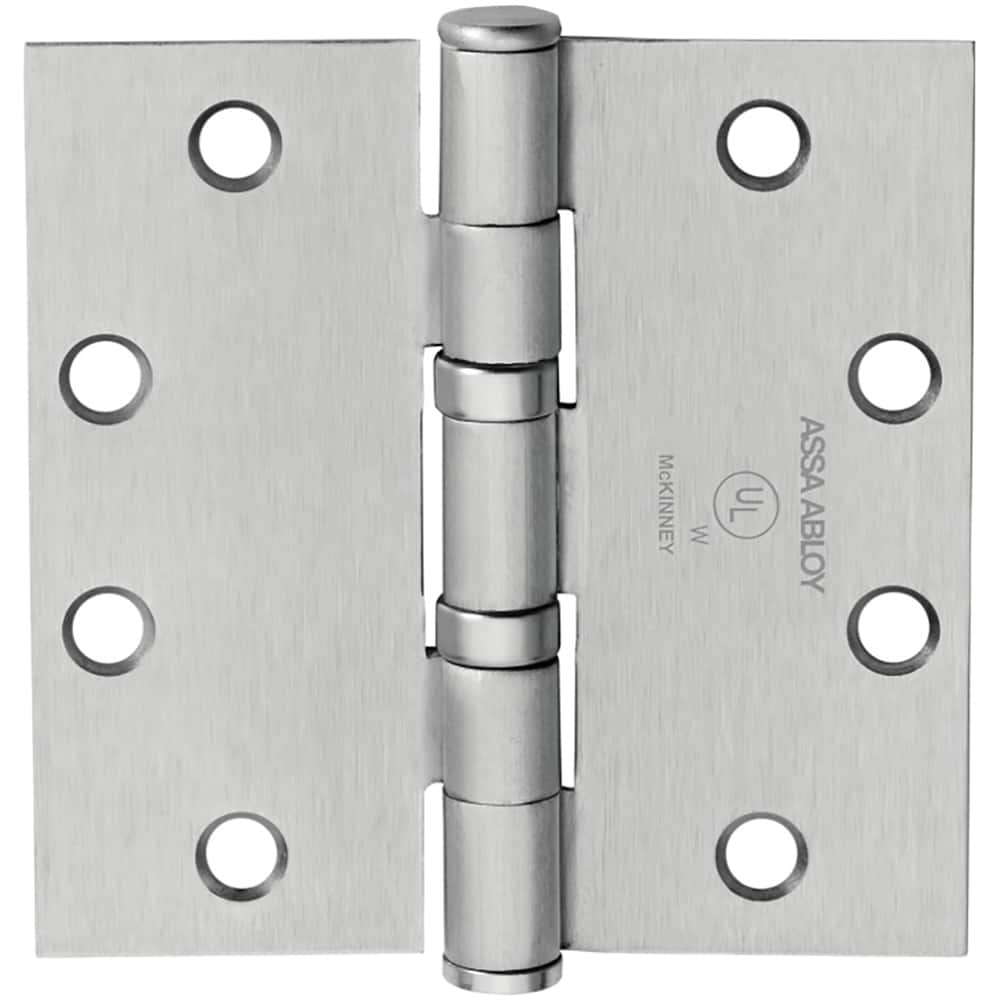 Yale - Commercial Hinges; Length (Inch): 4-1/2 ; Thickness (Decimal Inch): 0.1340 ; Minimum Thickness: 3.4036 (mm); Number of Knuckles: 5.000 ; Stanley Finish Code: US26D ; Finish/Coating: US26D - Exact Tool & Supply