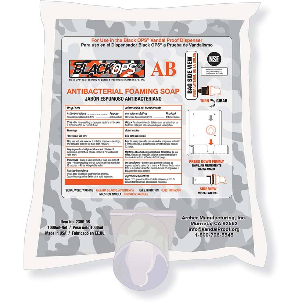 Black OPS - 1,000 ml Antibacterial Foaming Soap Refill Cartidge - Exact Tool & Supply