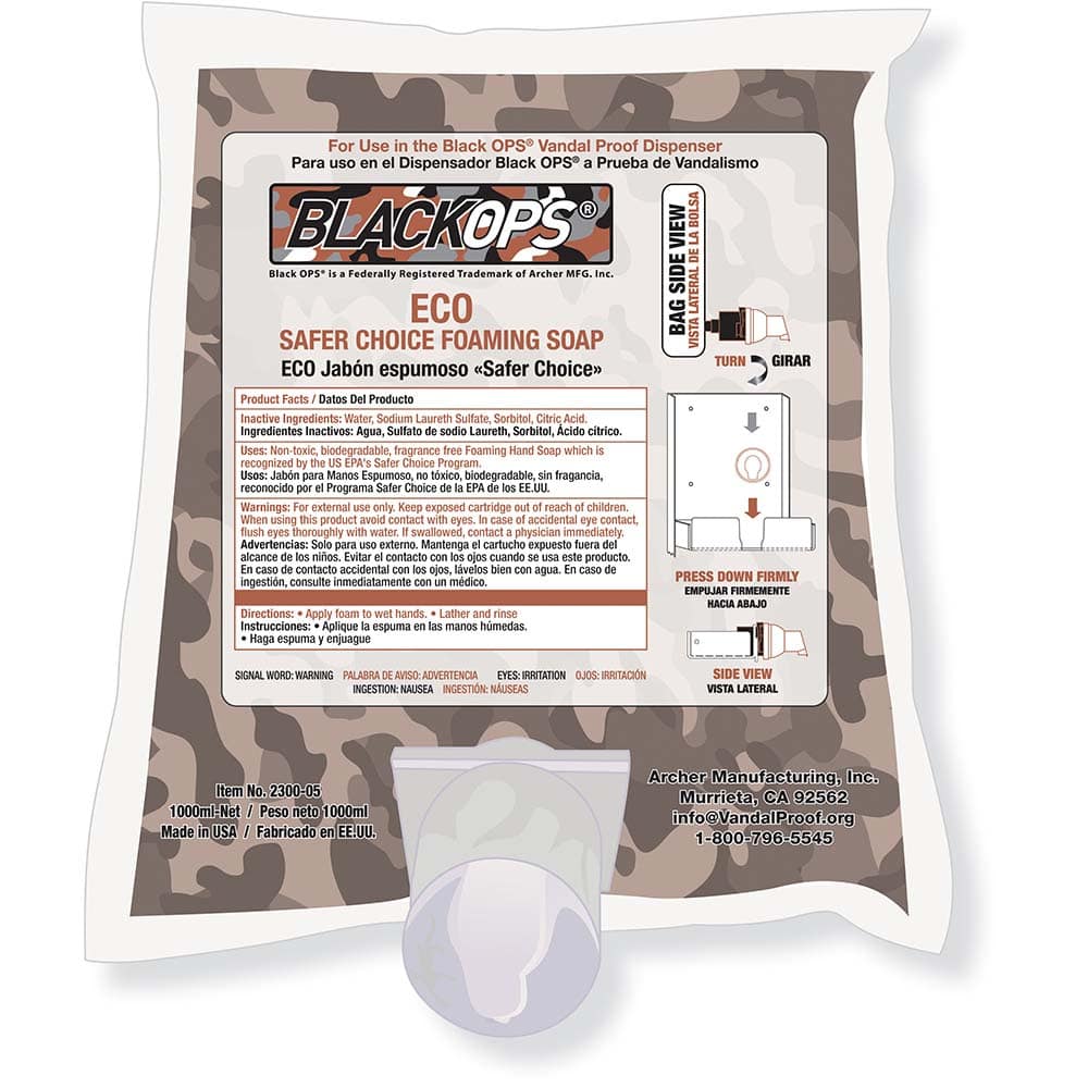 Black OPS - 1,000 ml ECO Safer Choice Foaming Soap Refill Cartridge - Exact Tool & Supply