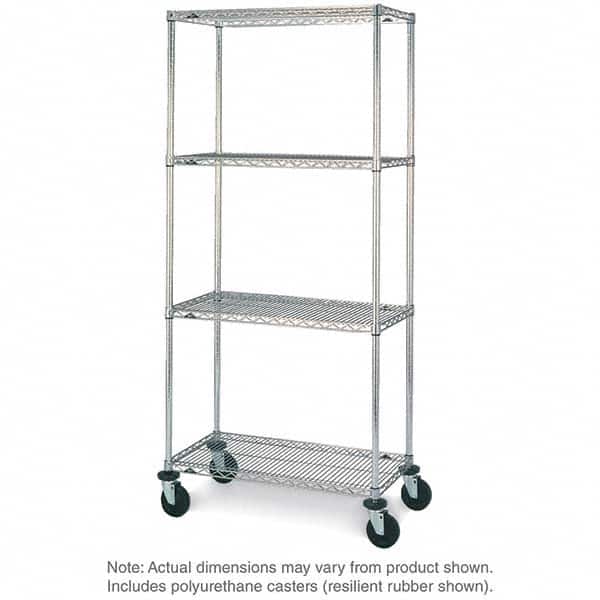 Metro - 600 Lb Capacity 4 Shelf Mobile Wire Shelving Unit - Add-On Unit - Exact Tool & Supply