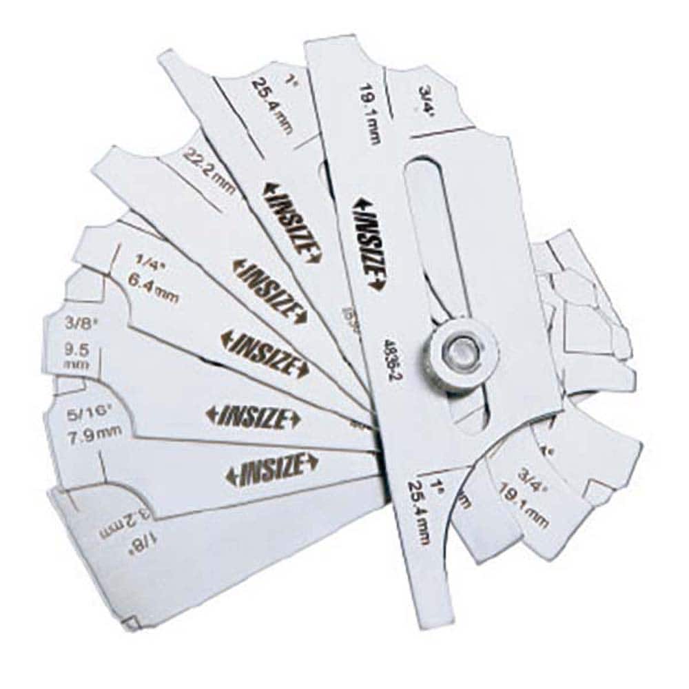 Insize USA LLC - Welding Inspection Gages; Type: Fillet Gage ; Applications: Welding Inspection ; Material: Stainless Steel ; Minimum Measurement: 1/8 (Inch); Maximum Measurement: 1 (Inch) - Exact Tool & Supply