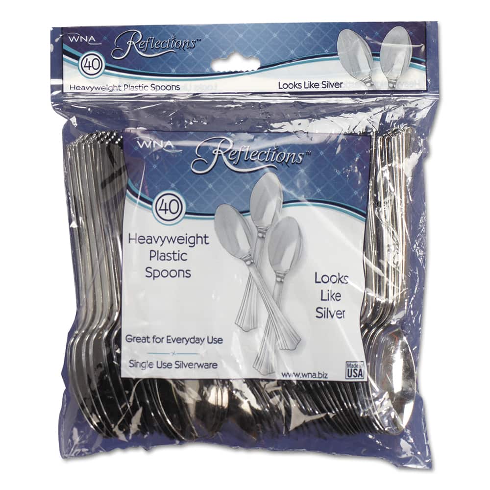 WNA - Paper & Plastic Cups, Plates, Bowls & Utensils; Breakroom Accessory Type: Teaspoon ; Breakroom Accessory Description: Utensils-Disposable Teaspoon ; Color: Silver - Exact Tool & Supply