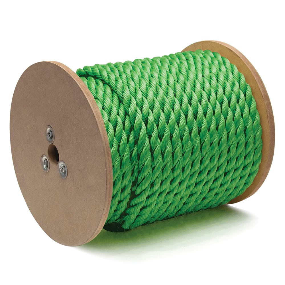 Mibro - Rope; Type: Twisted Rope ; Head/Holder Diameter (Inch): 3/4 ; Material: Polypropylene ; Load Capacity (Lb.): 1000.000 ; Maximum Length: 150.00 ; Color: Green - Exact Tool & Supply