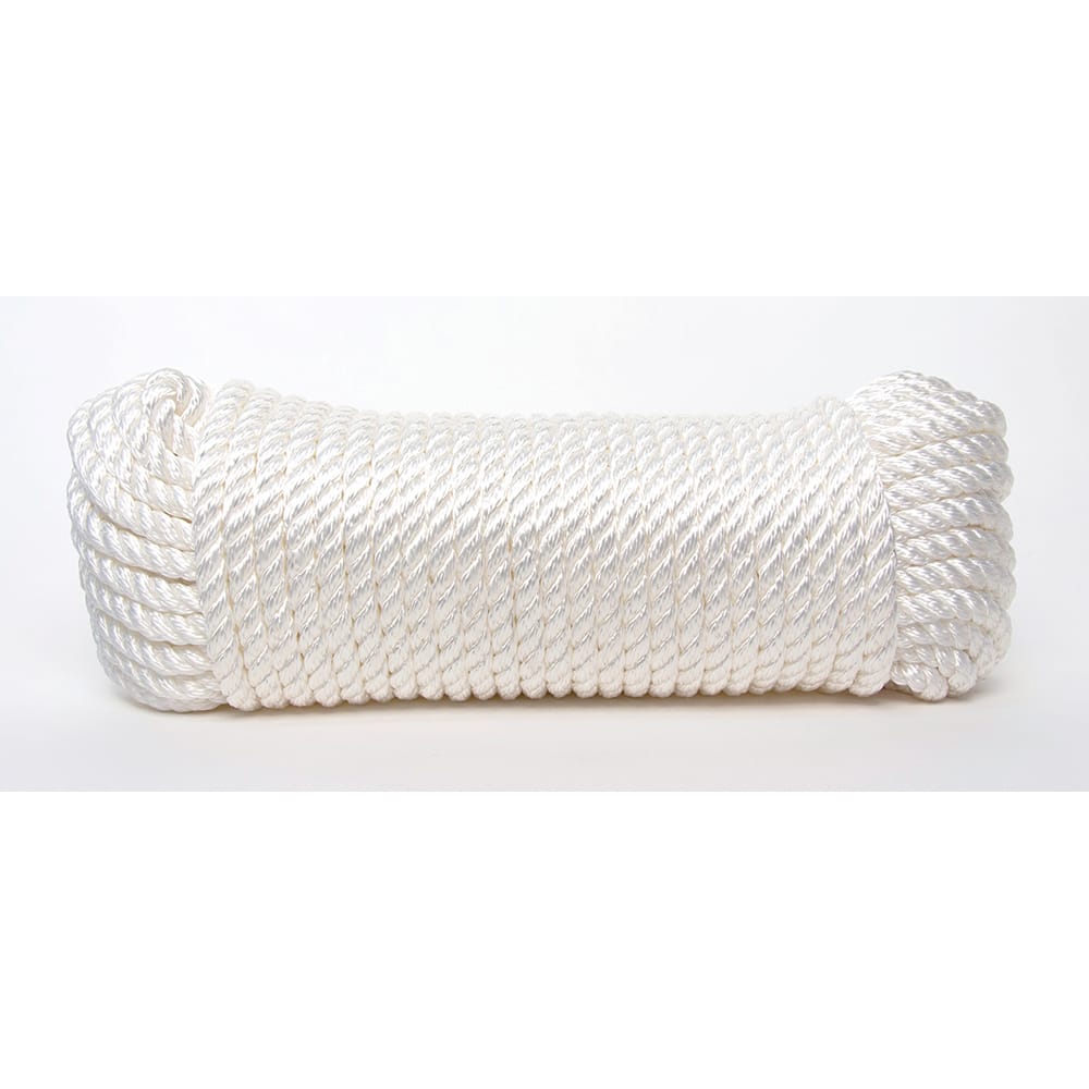 Mibro - Rope; Type: Twisted Rope ; Head/Holder Diameter (Inch): 3/8 ; Material: Nylon ; Load Capacity (Lb.): 278.000 ; Maximum Length: 200.00 ; Color: White - Exact Tool & Supply