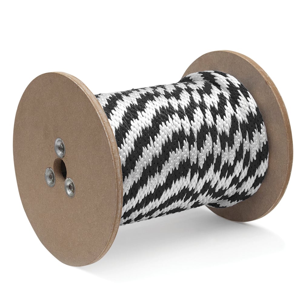 Mibro - Rope; Type: Solid Braid ; Head/Holder Diameter (Inch): 5/8 ; Material: Polypropylene ; Load Capacity (Lb.): 290.000 ; Maximum Length: 200.00 ; Color: Black/White - Exact Tool & Supply