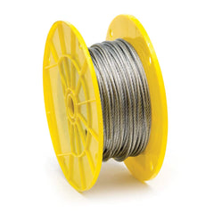 Mibro - Wire Rope & Cable; Type: Aircraft Cable ; Breaking Strength (Lb.): 340.00 ; Diameter (Inch): 1/8 ; Bare Diameter: 1/8 (Inch); Strand Type: 7 x 7 ; Head Coating: Uncoated - Exact Tool & Supply